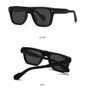 Polarized square sunglasses with matte black frames and silver diamond rivets