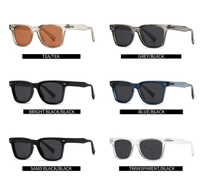 Collection of polarized square sunglasses in six assorted frame colors for men and women