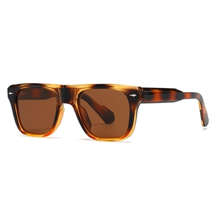 Classic polarized sunglasses with thick amber tortoiseshell square frames and brown lenses