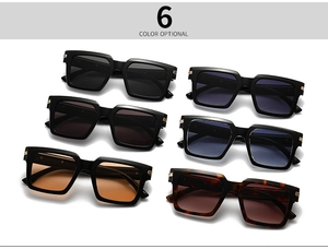 Six assorted square polarized sunglasses in black and tortoiseshell with various lens colors