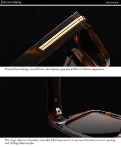 Detail view of tortoiseshell frames with gold metal accents and reinforced hinges