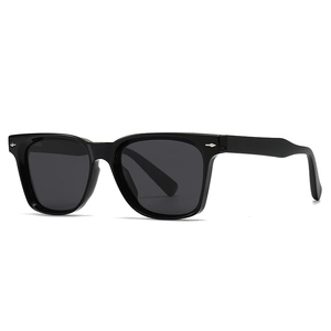Classic black square polarized sunglasses with decorative silver arrow on thick frames