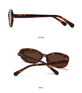 Detail view showing tortoise shell sunglasses from 90 degree side and back folded angles