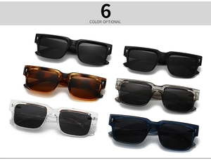 Detailed collection of square polarized sunglasses featuring metal arrow rivets in 6 colors