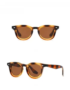 Front and 45-degree angle view of classic round tortoiseshell polarized sunglasses