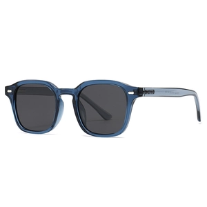 Klassische unisex Polarisierte Sonnenbrille mit blauem Rahmen und grauen Gläsern im Rundstil