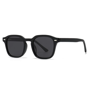 Klassische polarisierte Sonnenbrille mit schwarzem Rundrahmen und silbernen Nieten