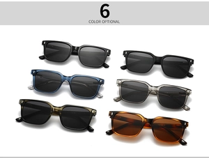 Collection of polarized rectangular sunglasses in six classic colors including tortoiseshell