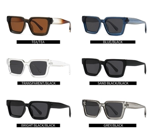 Matrix view of vintage square polarized sunglasses in six different frame colors