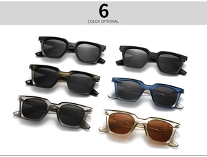 Polarized square sunglasses set showing six stylish color options with durable resin frames