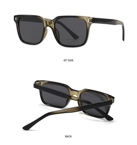 Classic square frame polarized sunglasses with gradient brown frames and 45-degree view