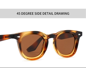 Close-up of retro polarized sunglasses with tortoise shell frame and silver diamond studs