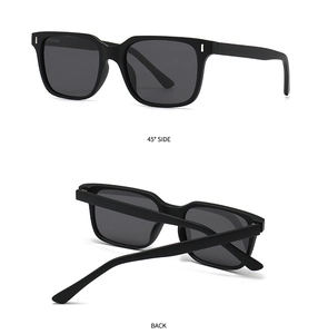 Polarized square sunglasses featuring matte black frames with silver side accents