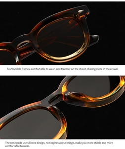 Detail of amber acetate frames featuring integrated silicone nose pads for comfort