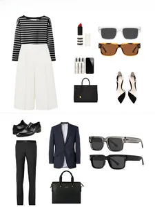 Square polarized sunglasses shown in stylish outfits for both men and women