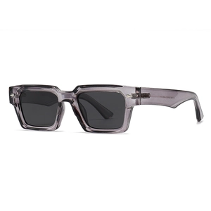 Classic rectangle polarized sunglasses with translucent light purple frame and silver rivets