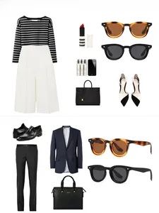 Polarized round sunglasses paired with stylish men's and women's fashion outfits