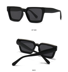 Classic polarized square sunglasses featuring thick black frames and dark grey lenses