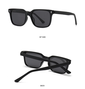 Classic black square polarized sunglasses featuring decorative silver rivets and 45-degree view