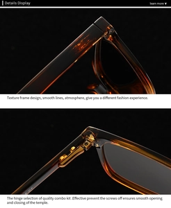 Detail of amber tortoiseshell frame with durable metal hinge and polished texture