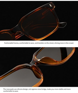 Detail of tortoise shell square glasses frame showing integrated nose pads and texture