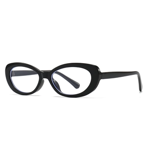 Modern retro black oval cat-eye sunglasses for women in a minimalist fashion style