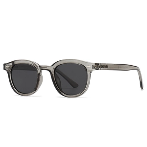 Lunettes de soleil polarisées rondes classiques avec monture grise transparente