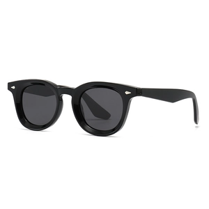 Classic polarized round sunglasses with black frame and silver arrow accents for daily wear