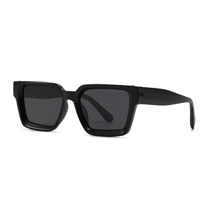 Classic polarized square sunglasses in glossy black finish with dark grey lenses