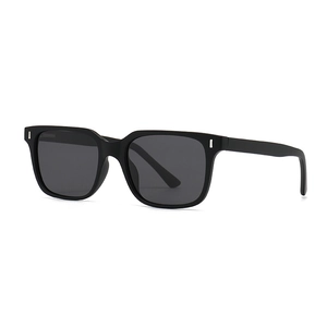 Classic matte black square polarized sunglasses with decorative double metal rivets