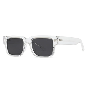 Classic square polarized sunglasses with transparent frames and dark lenses for men and women