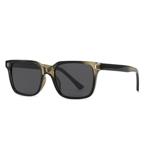 Classic polarized square sunglasses with olive green gradient frames and dark lenses