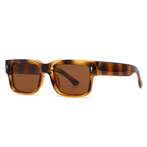 Classic polarized square sunglasses in tortoiseshell frames with silver arrow rivets