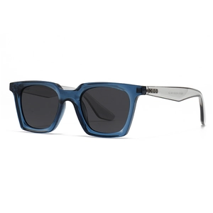 Classic polarized square sunglasses with translucent blue frame and grey lenses for unisex wear