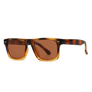 Classic rectangular polarized sunglasses with tortoise shell frames and brown lenses