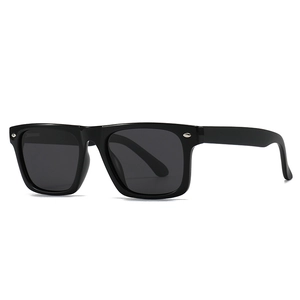 Classic polarized square frame sunglasses in glossy black for men and women