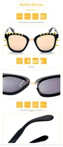 Macro view of punk square sunglasses featuring yellow studs and gold metal nose bridge detail