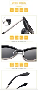 Detail of durable hinges, comfortable nose pads and anti-slip temples on black sunglasses