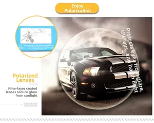 Polarized sunglasses lens with nine-layer coating for UV protection and glare reduction