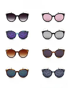 Classic aviator sunglasses color chart with black, tortoiseshell and multi-colored lenses