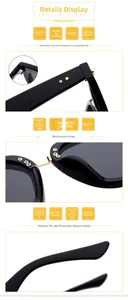 Detail view of reinforced hinges, ergonomic nose pads, and non-slip temples on black sunglasses