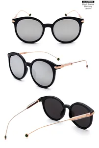 Detailed view of silver mercury lenses and black frame aviator sunglasses in 3 angles