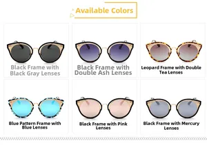 Selezione di occhiali da sole cat-eye con lenti colorate e dettagli in metallo a onde