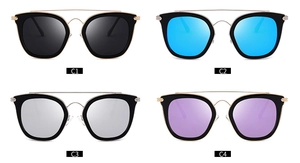 Polarisierte runde Sonnenbrillen in vier Farben mit Metallsteg und Cat-Eye-Rahmen