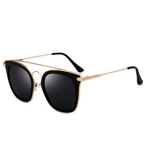Mode Polarisierte Sonnenbrille Für Damen Doppelsteg Großer Rahmen UV400 PC Metall Retro Streetstyle Quadratische Outdoor Brille