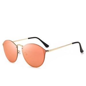Klassische runde Oversize-Polarisationssonnenbrille mit roségoldenen Spiegelgläsern und Metallrahmen