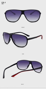 Vue en trois angles des lunettes pilote montrant l'avant, le côté et l'arrière avec verres mauves