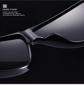 Gros plan détaillé des plaquettes de nez en silicone sur des lunettes de soleil TR noires