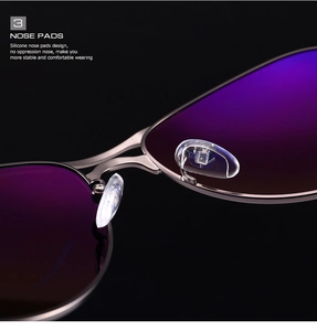 Detailed macro view of soft silicone nose pads on classic square polarized sunglasses