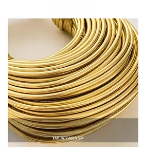 Macro detail of the golden multi-layered woven texture on this trendy handbag strap